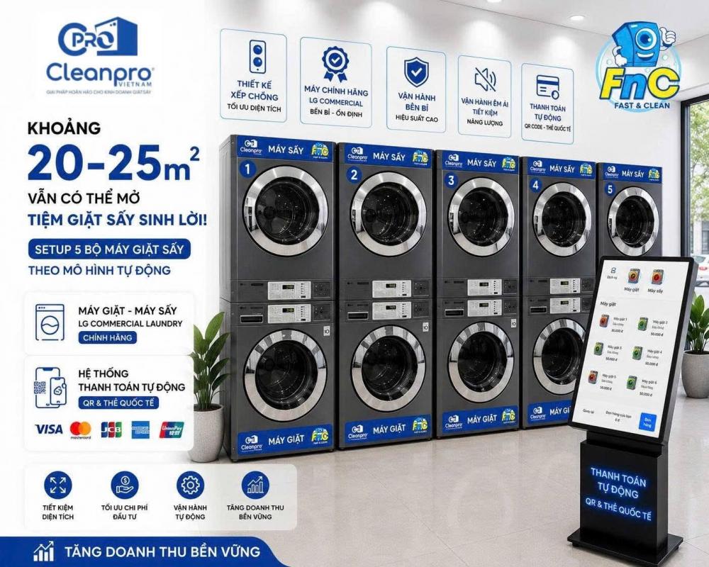 CHỈ 20M² VẪN CÓ THỂ MỞ CỬA HÀNG GIẶT SẤY HIỆN ĐẠI
